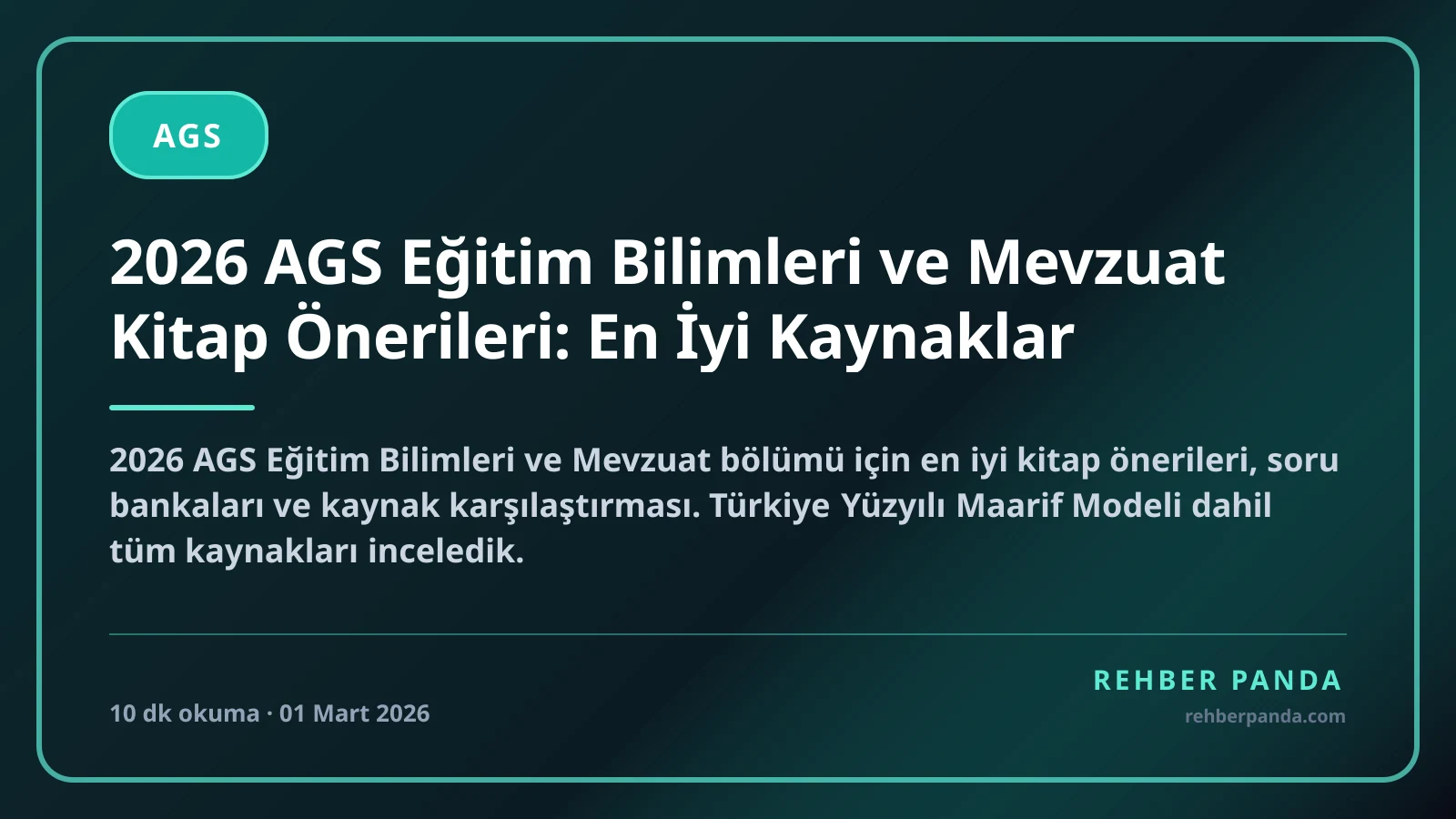 2026 AGS Eğitim Bilimleri ve Mevzuat Kitap Önerileri: En İyi Kaynaklar