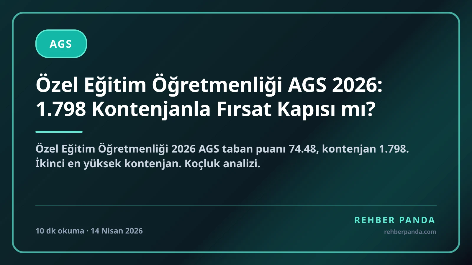 Özel Eğitim Öğretmenliği AGS 2026: 1.798 Kontenjanla Fırsat Kapısı mı?