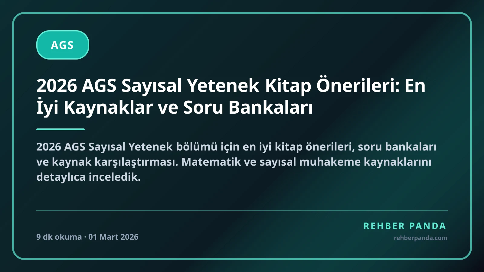 2026 AGS Sayısal Yetenek Kitap Önerileri: En İyi Kaynaklar ve Soru Bankaları