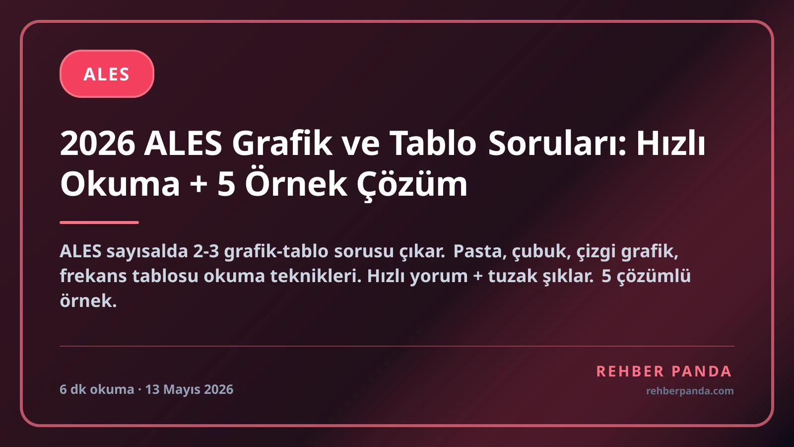 2026 ALES Grafik ve Tablo Soruları: Hızlı Okuma + 5 Örnek Çözüm