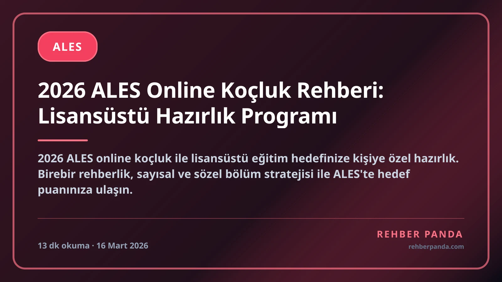 2026 ALES Online Koçluk Rehberi: Lisansüstü Hazırlık Programı