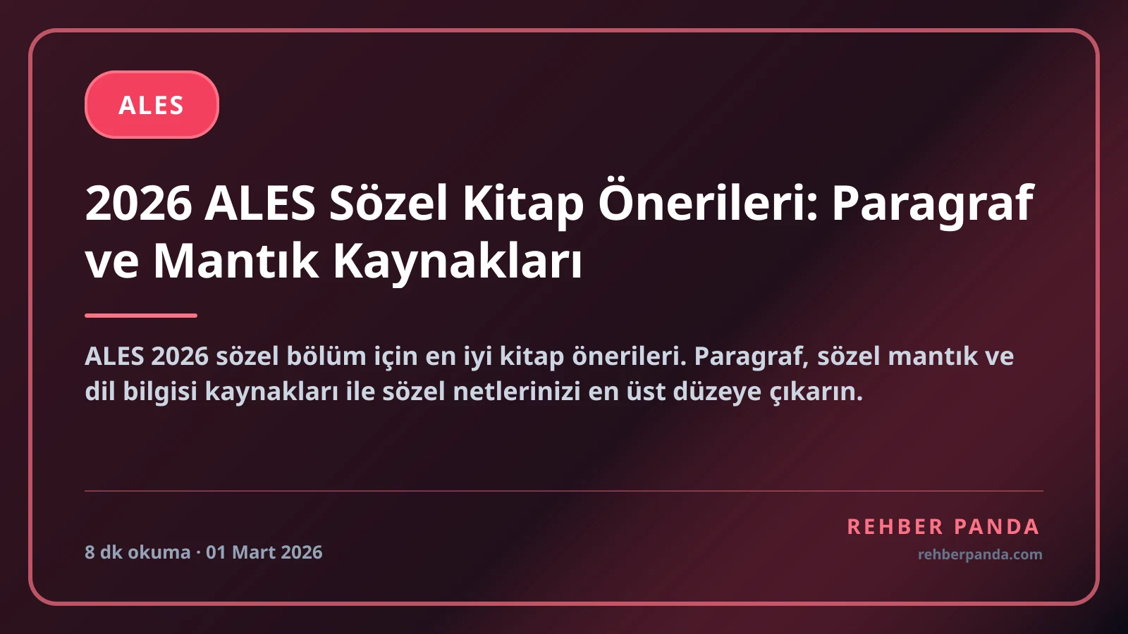 2026 ALES Sözel Kitap Önerileri: Paragraf ve Mantık Kaynakları