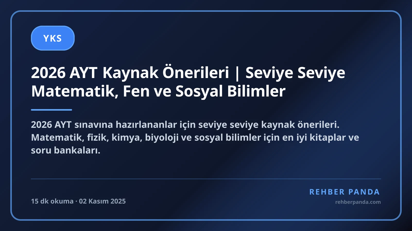2026 AYT Kaynak Önerileri | Seviye Seviye Matematik, Fen ve Sosyal Bilimler