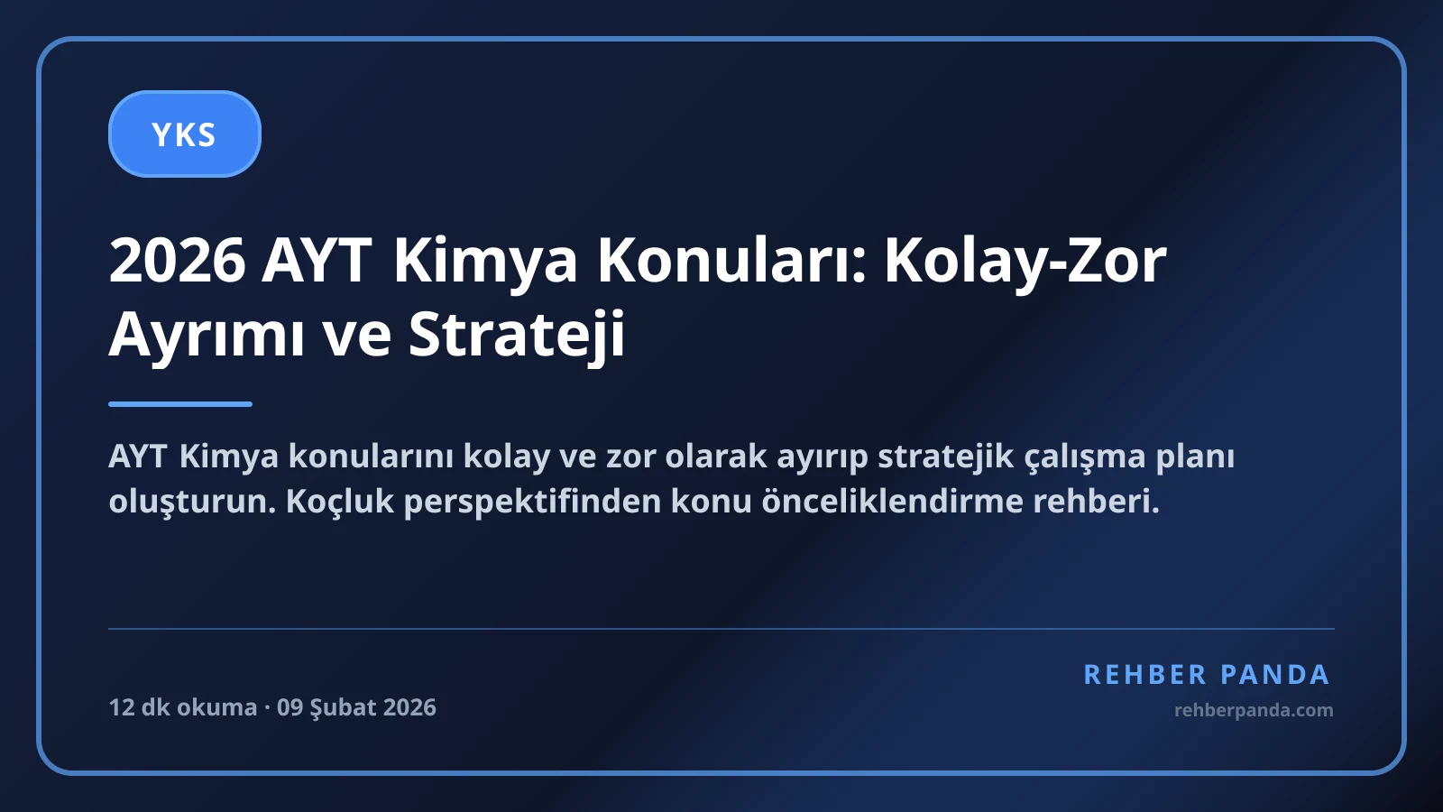 2026 AYT Kimya Konuları: Kolay-Zor Ayrımı ve Strateji