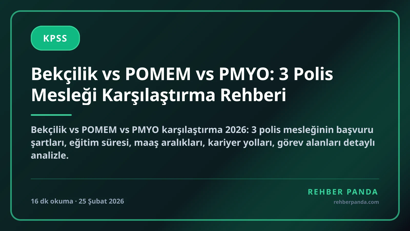 Bekçilik vs POMEM vs PMYO: 3 Polis Mesleği Karşılaştırma Rehberi