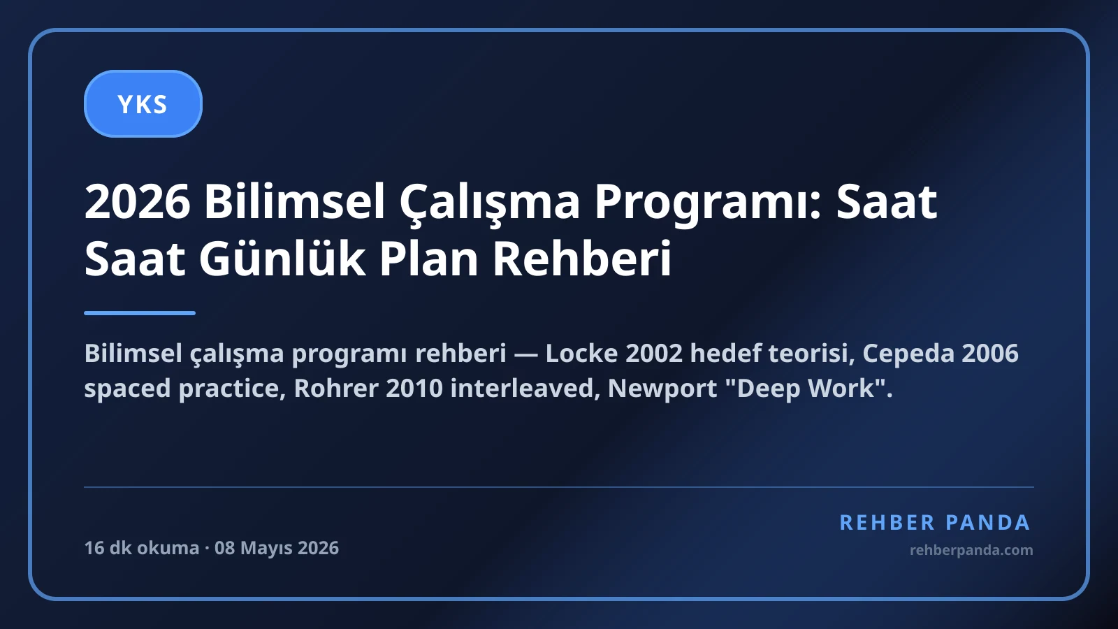 2026 Bilimsel Çalışma Programı: Saat Saat Günlük Plan Rehberi
