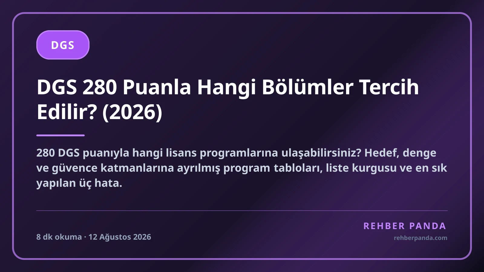 DGS 280 Puanla Hangi Bölümler Tercih Edilir? (2026)