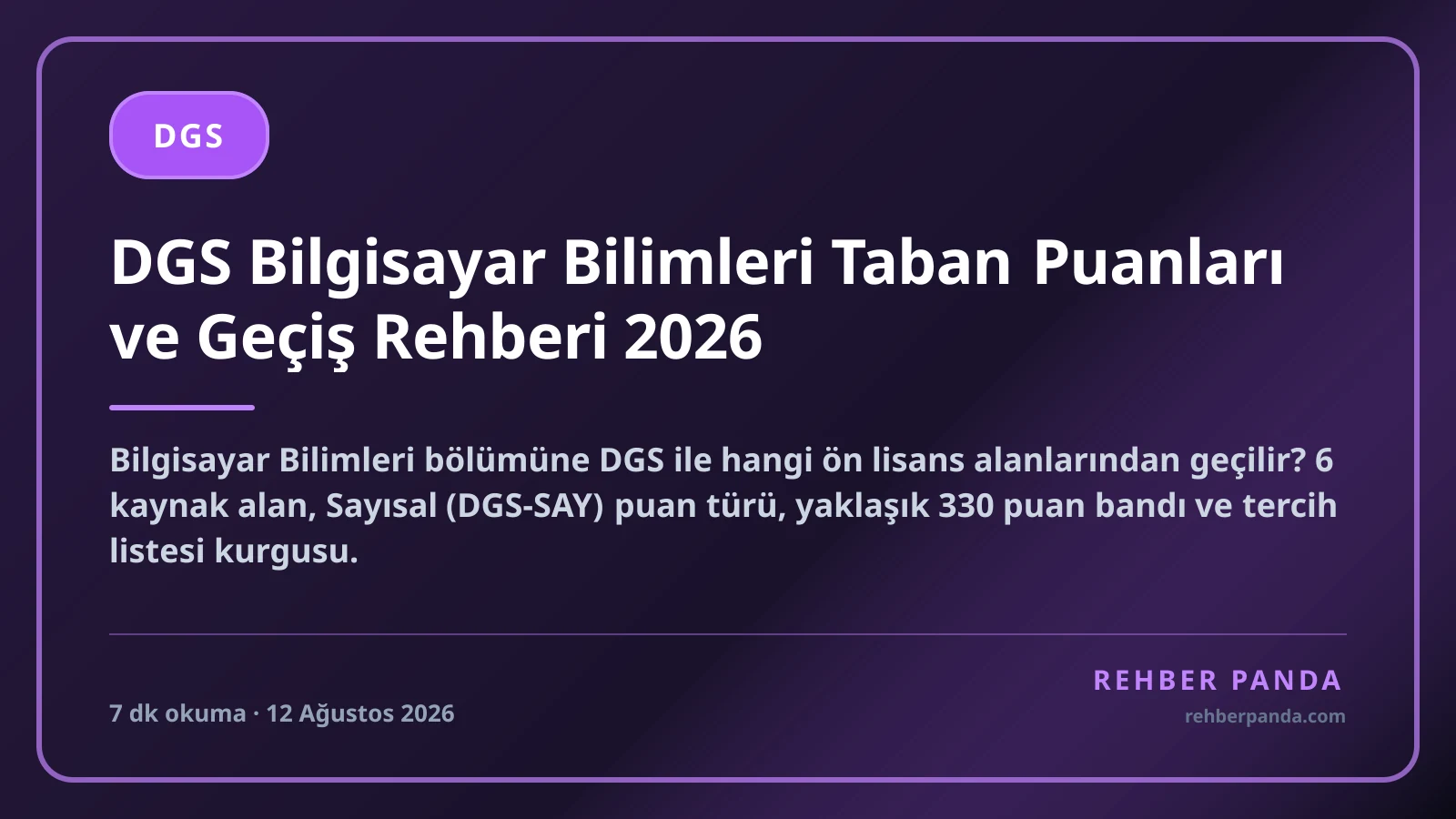 DGS Bilgisayar Bilimleri Taban Puanları ve Geçiş Rehberi 2026