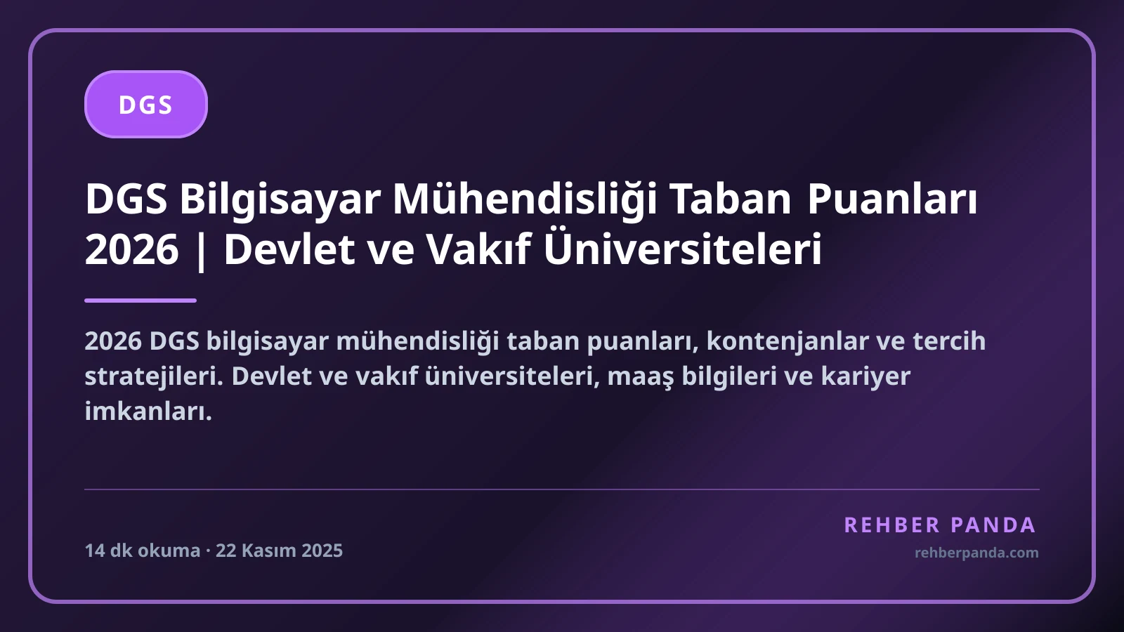 DGS Bilgisayar Mühendisliği Taban Puanları 2026 | Devlet ve Vakıf Üniversiteleri