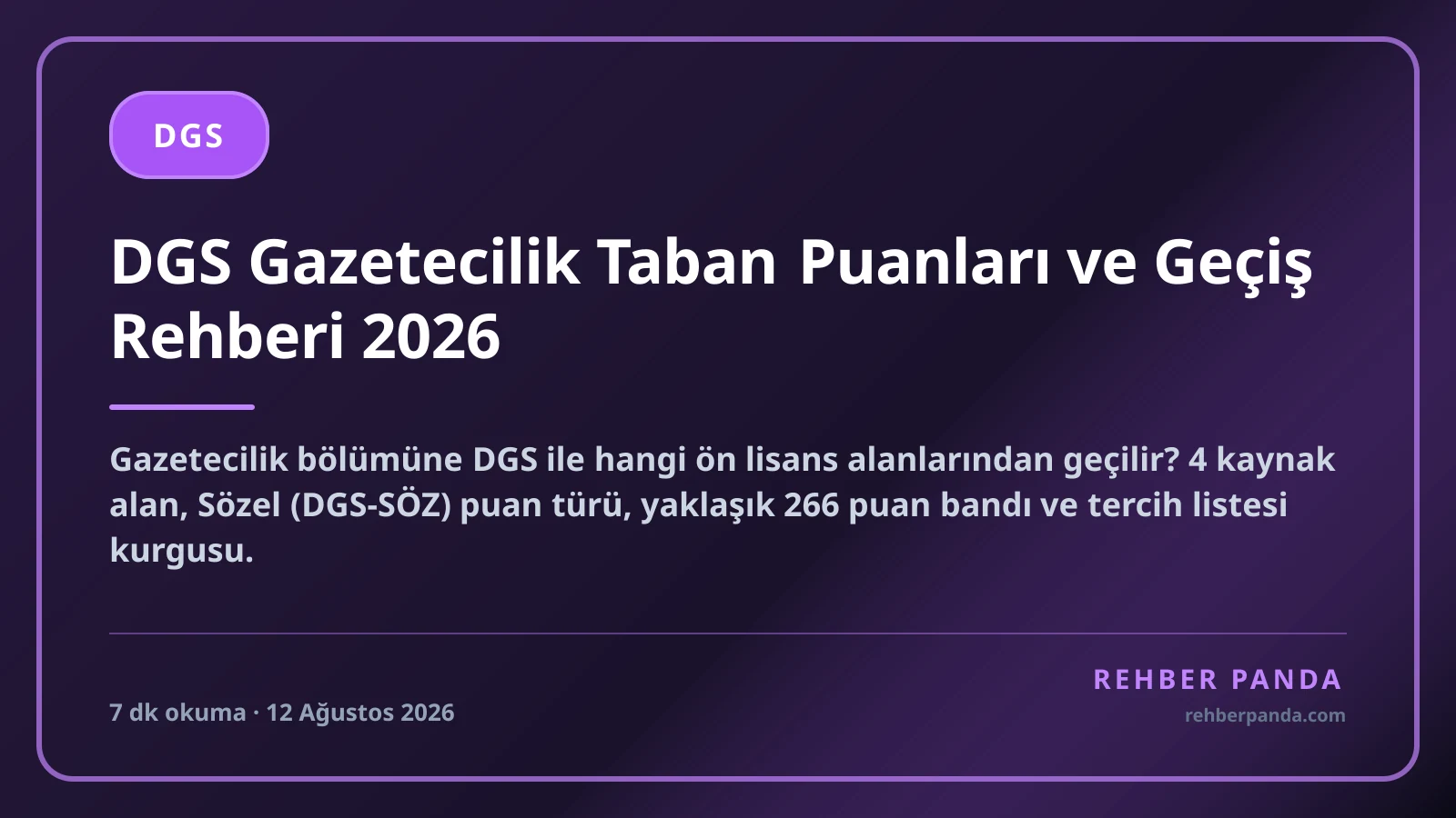DGS Gazetecilik Taban Puanları ve Geçiş Rehberi 2026