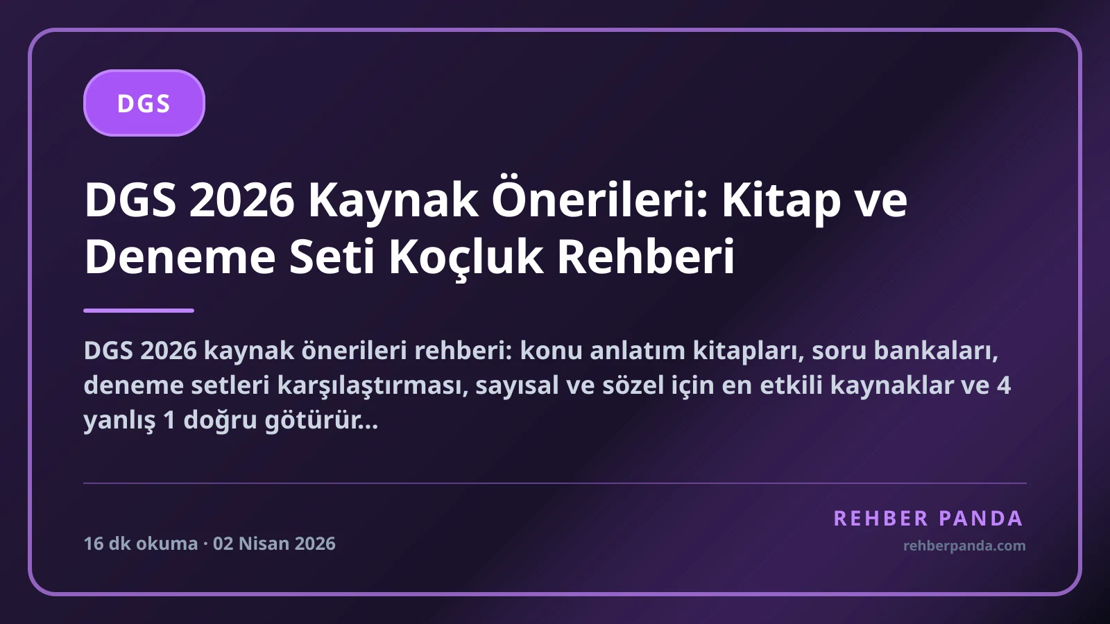 DGS 2026 Kaynak Önerileri: Kitap ve Deneme Seti Koçluk Rehberi
