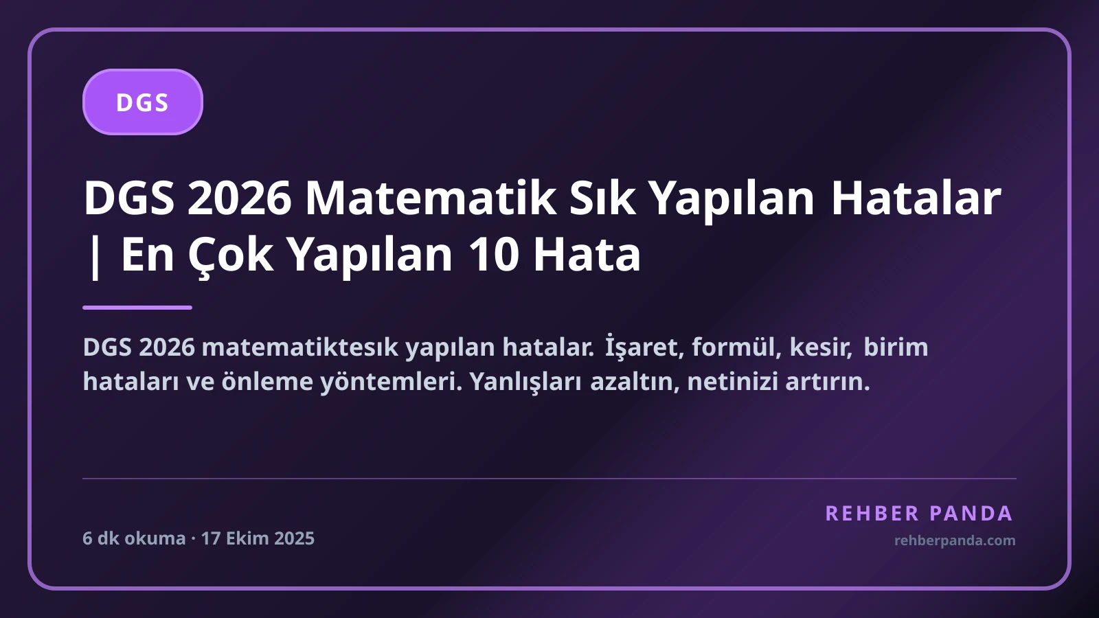 DGS 2026 Matematik Sık Yapılan Hatalar | En Çok Yapılan 10 Hata