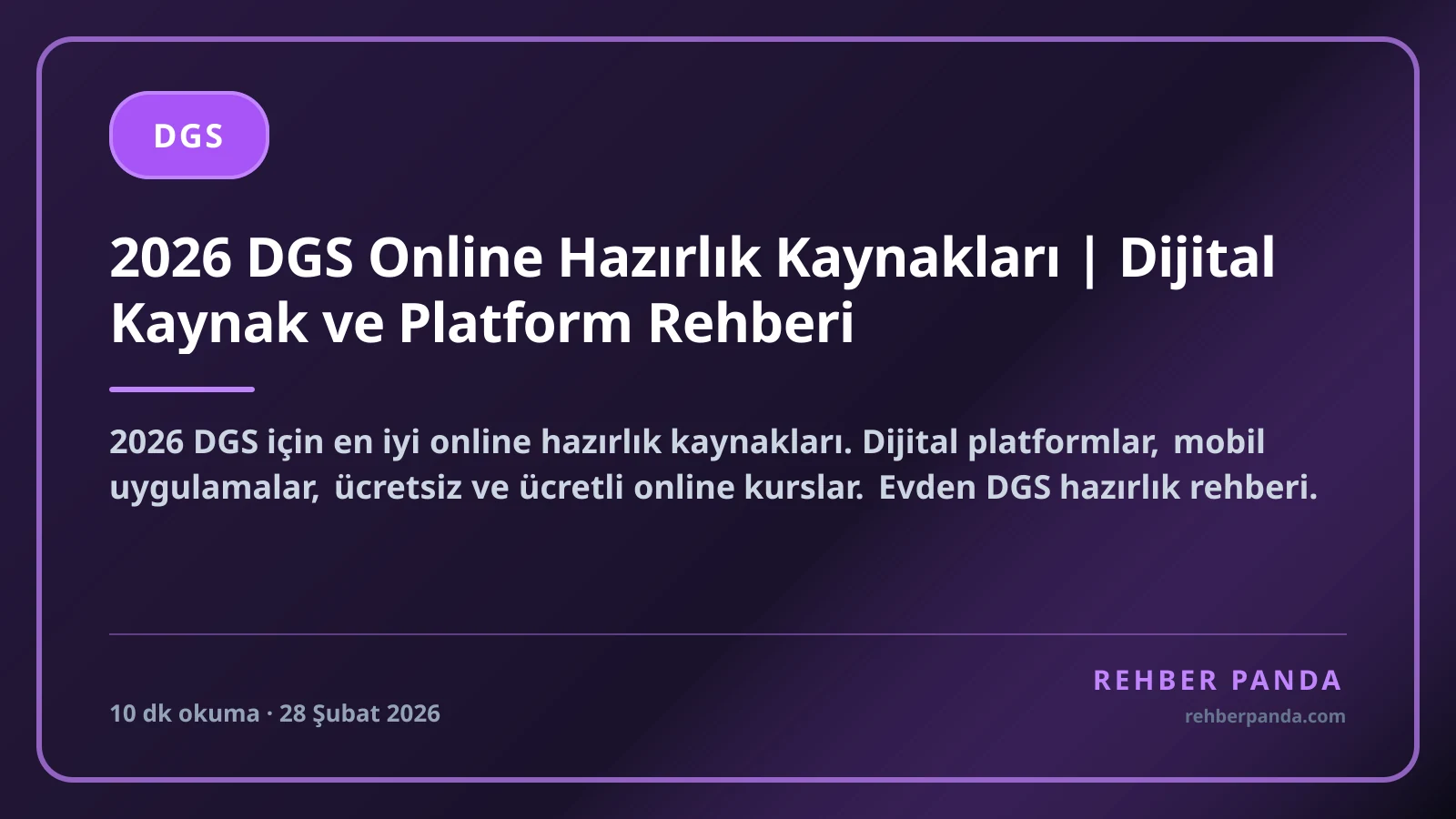 2026 DGS Online Hazırlık Kaynakları | Dijital Kaynak ve Platform Rehberi