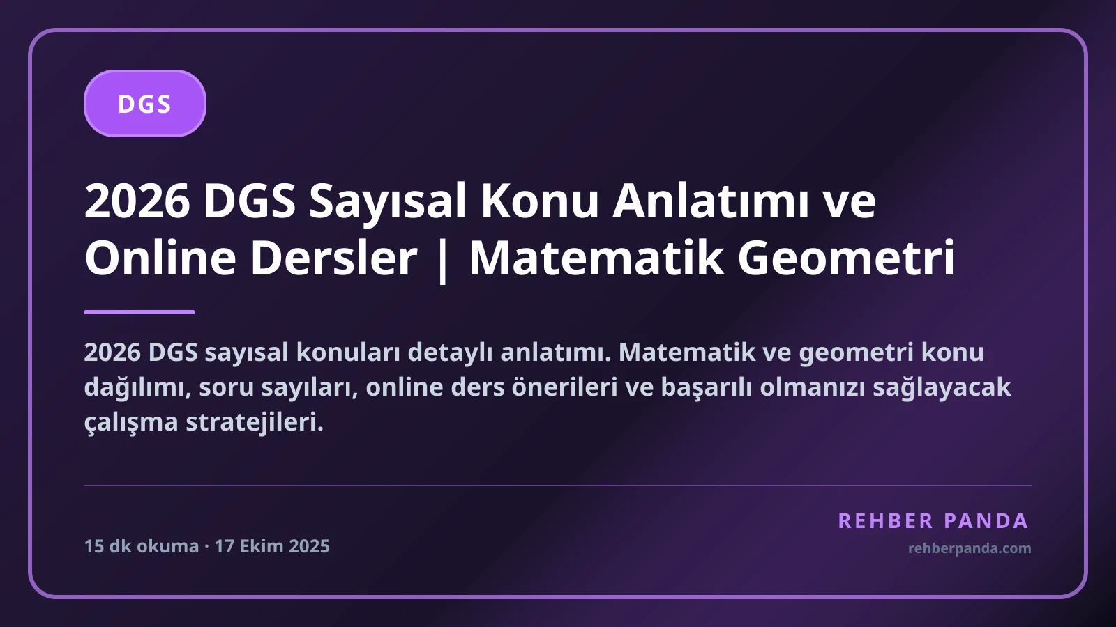 2026 DGS Sayısal Konu Anlatımı ve Online Dersler | Matematik Geometri