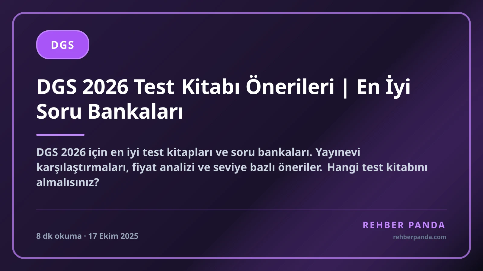 DGS 2026 Test Kitabı Önerileri | En İyi Soru Bankaları