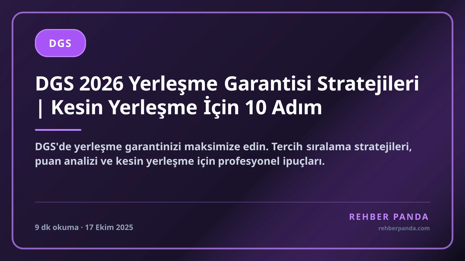 DGS 2026 Yerleşme Garantisi Stratejileri | Kesin Yerleşme İçin 10 Adım