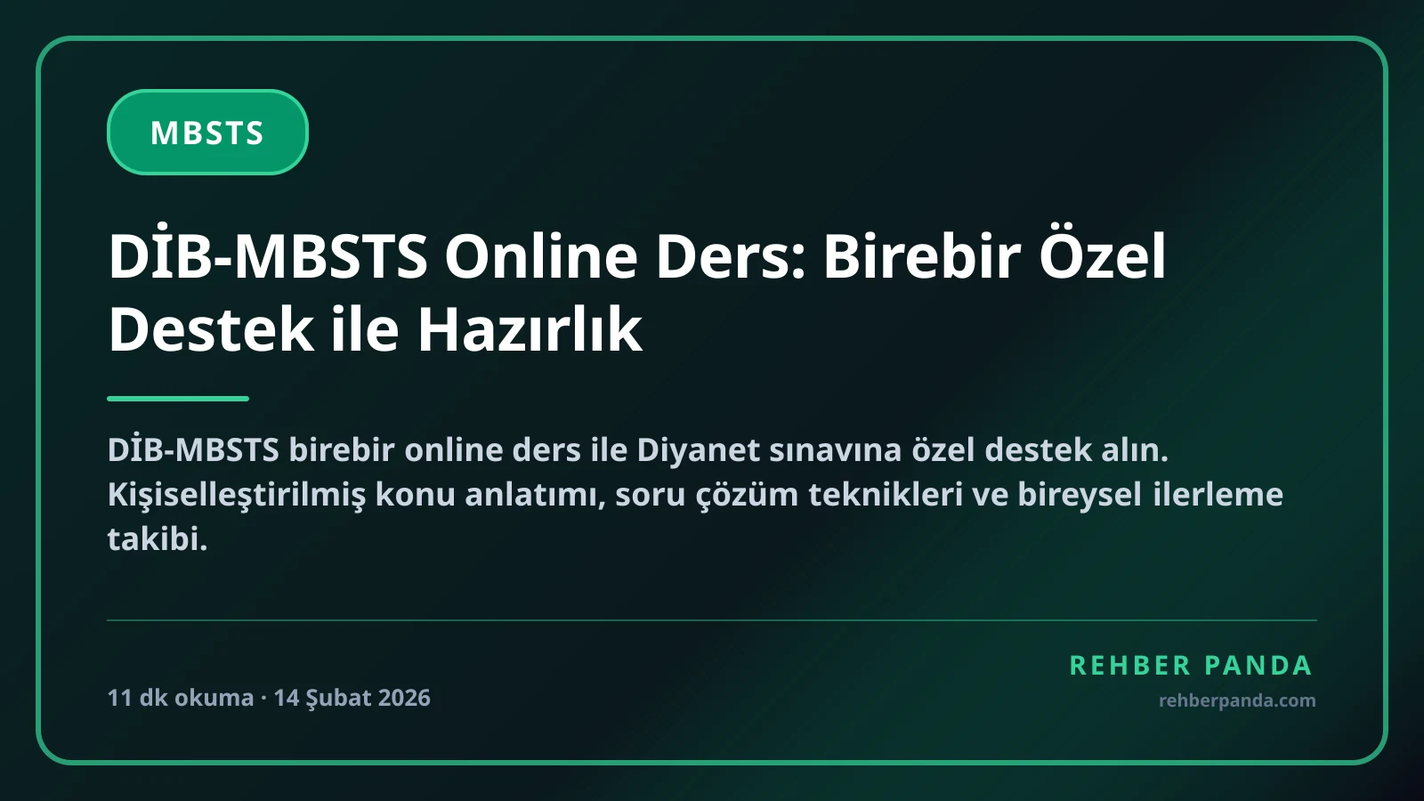 DİB-MBSTS Online Ders: Birebir Özel Destek ile Hazırlık