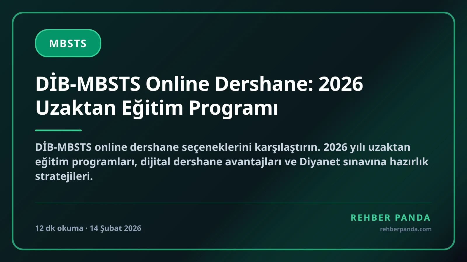 DİB-MBSTS Online Dershane: 2026 Uzaktan Eğitim Programı