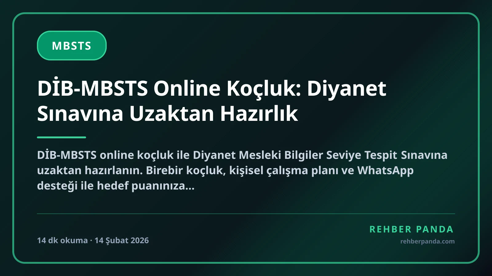 DİB-MBSTS Online Koçluk: Diyanet Sınavına Uzaktan Hazırlık