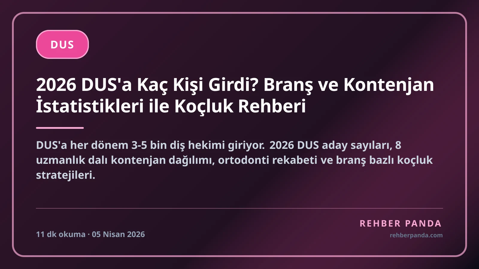 2026 DUS'a Kaç Kişi Girdi? Branş ve Kontenjan İstatistikleri ile Koçluk Rehberi
