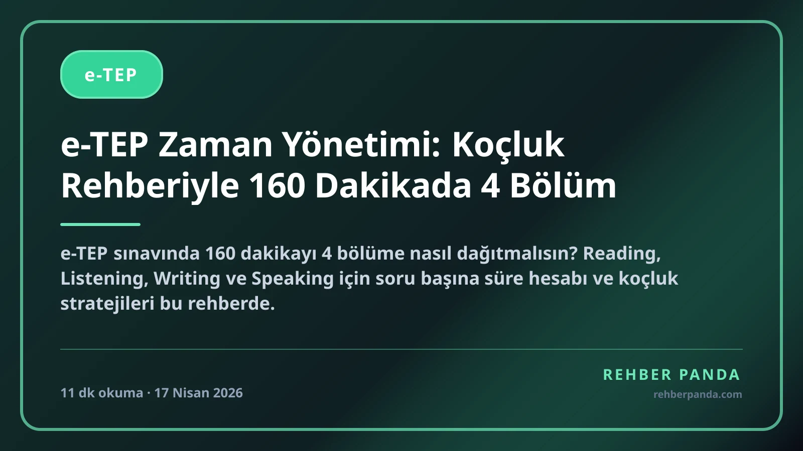 e-TEP Zaman Yönetimi: Koçluk Rehberiyle 160 Dakikada 4 Bölüm