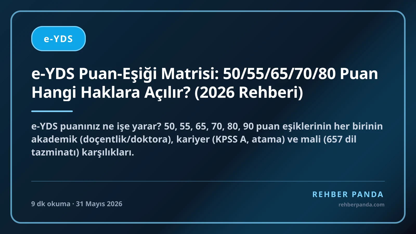 e-YDS Puan-Eşiği Matrisi: 50/55/65/70/80 Puan Hangi Haklara Açılır? (2026 Rehberi)