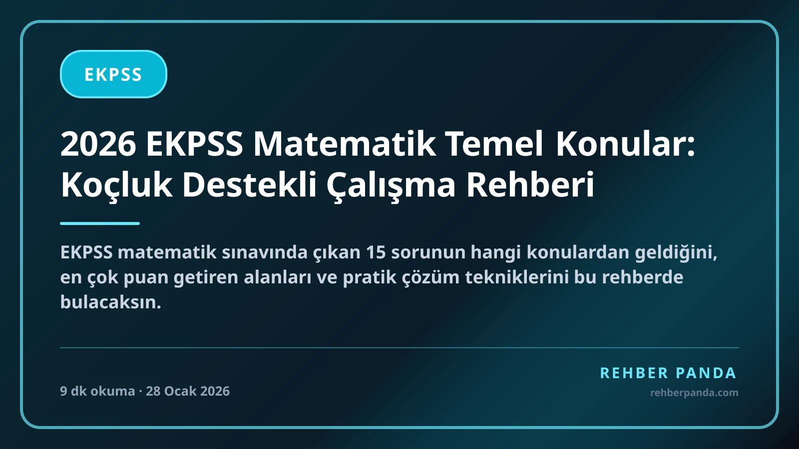 2026 EKPSS Matematik Temel Konular: Koçluk Destekli Çalışma Rehberi