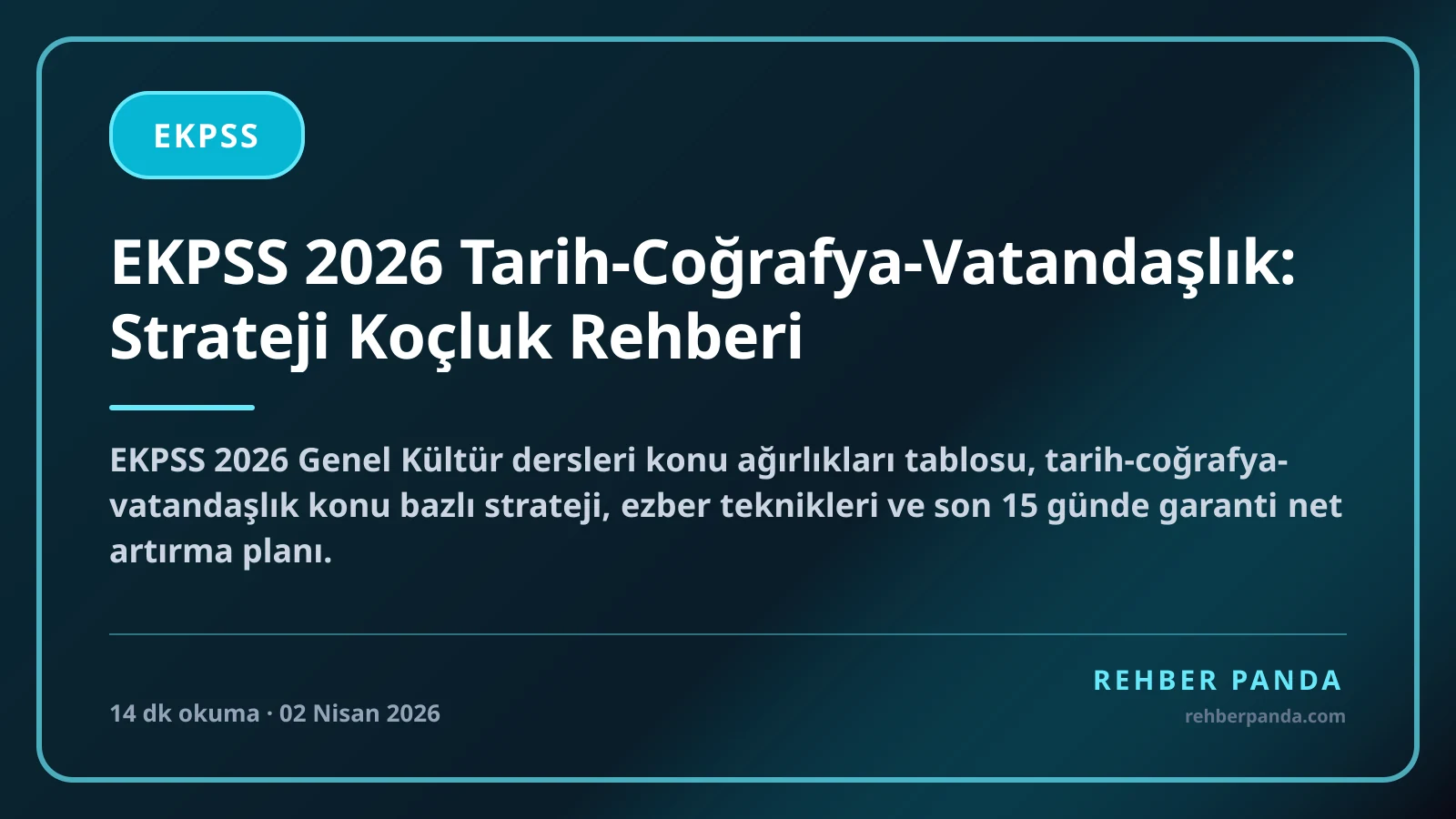 EKPSS 2026 Tarih-Coğrafya-Vatandaşlık: Strateji Koçluk Rehberi