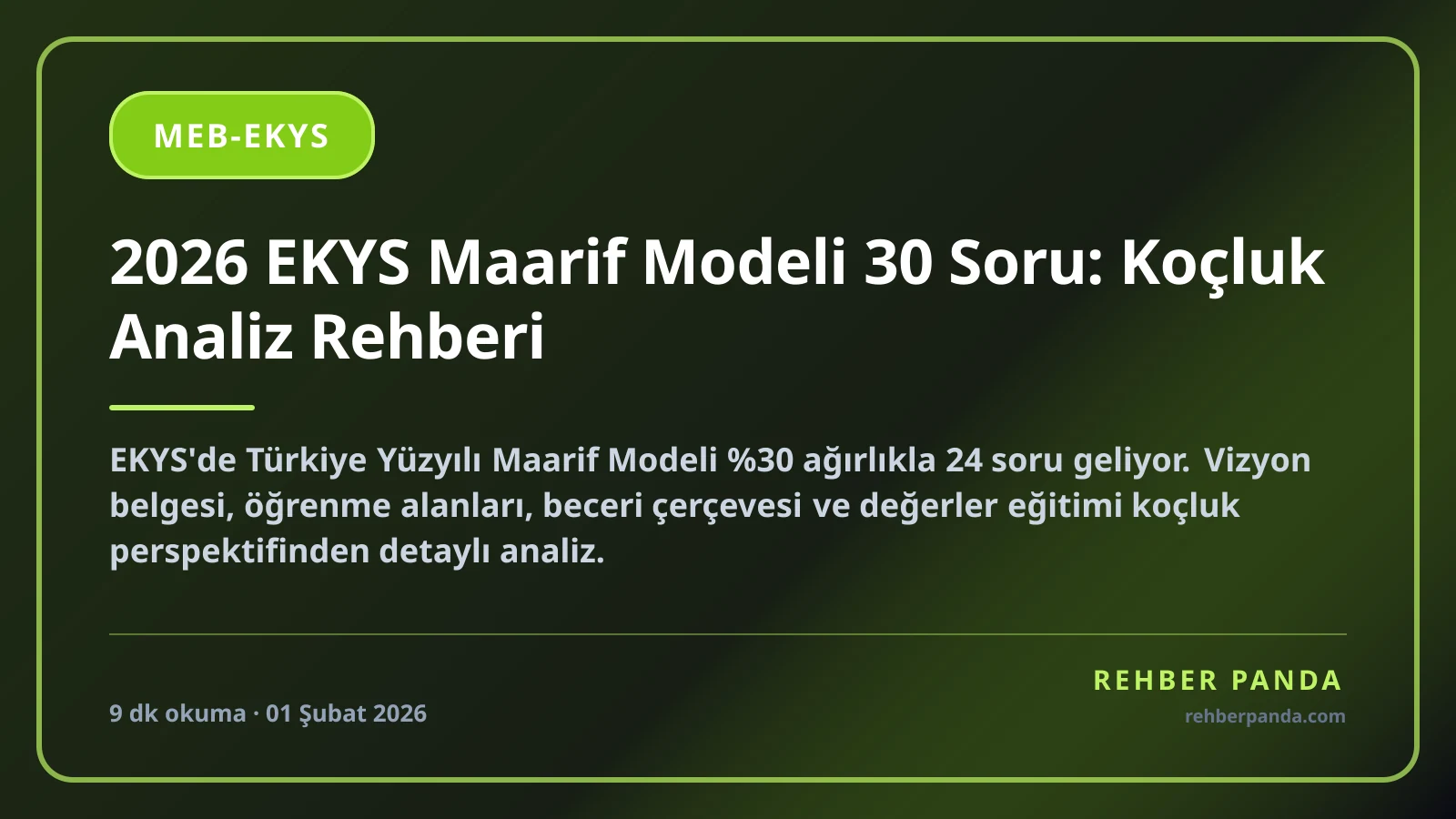 2026 EKYS Maarif Modeli 30 Soru: Koçluk Analiz Rehberi