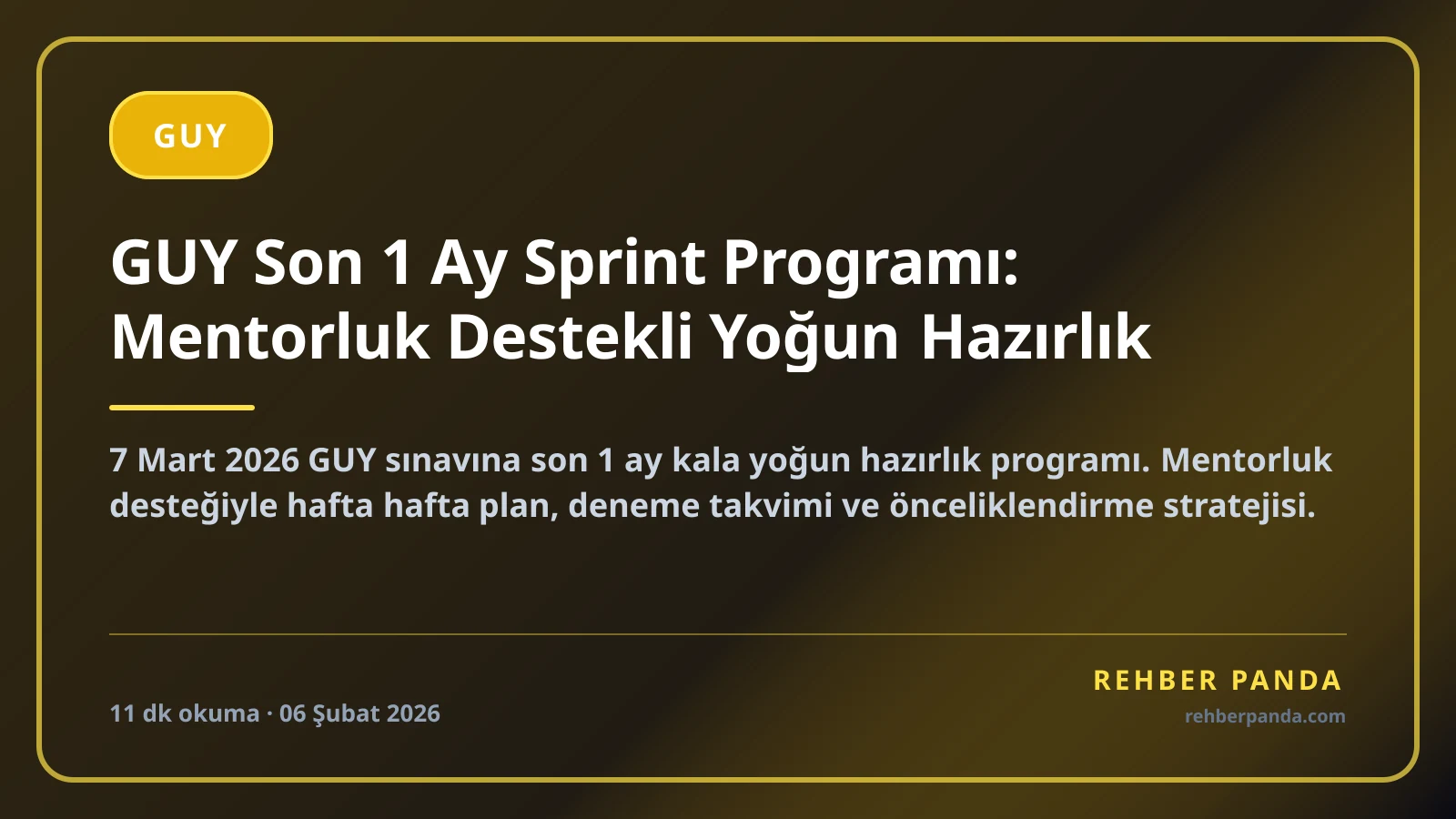 GUY Son 1 Ay Sprint Programı: Mentorluk Destekli Yoğun Hazırlık