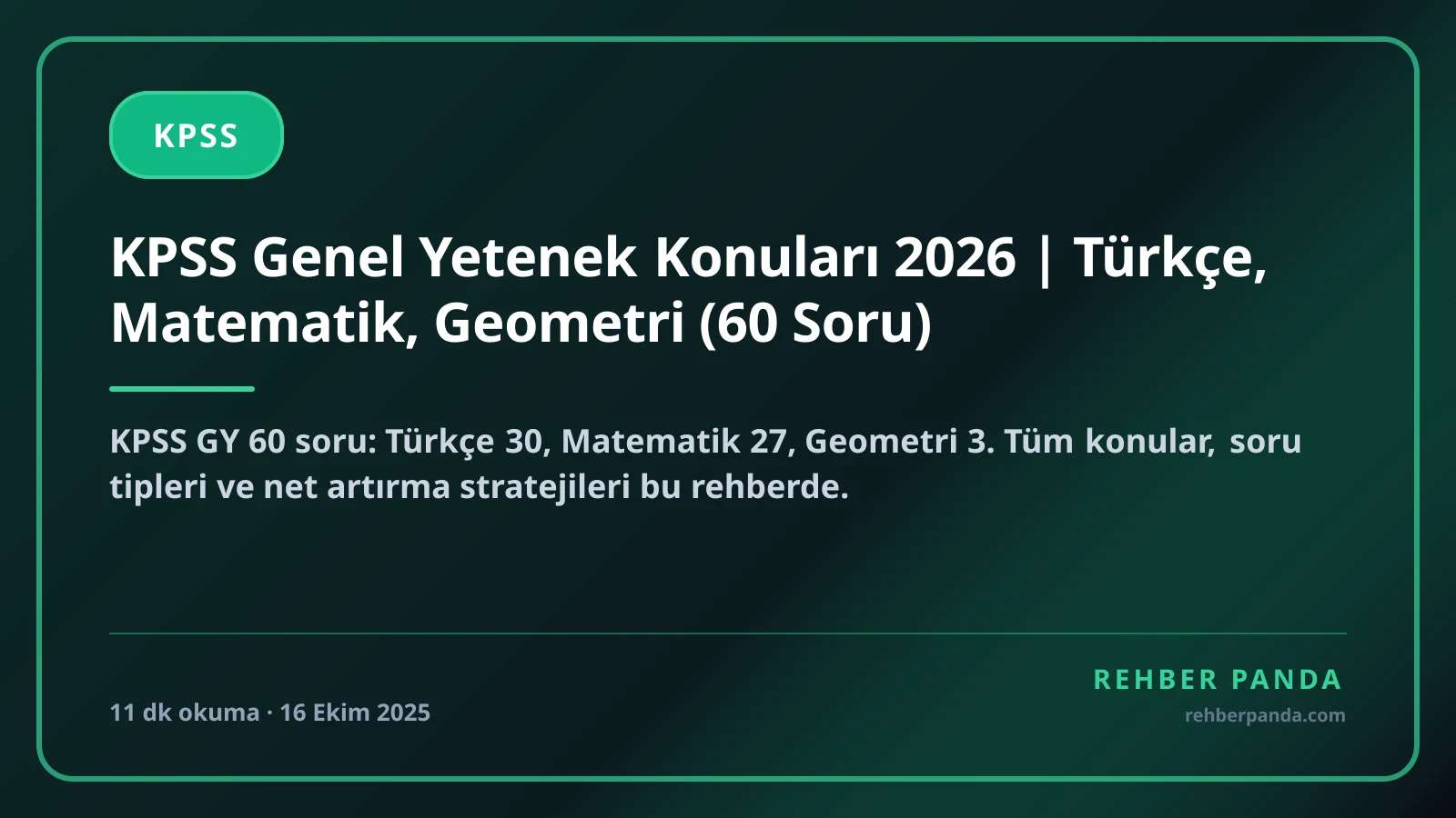 KPSS Genel Yetenek Konuları 2026 | Türkçe, Matematik, Geometri (60 Soru)