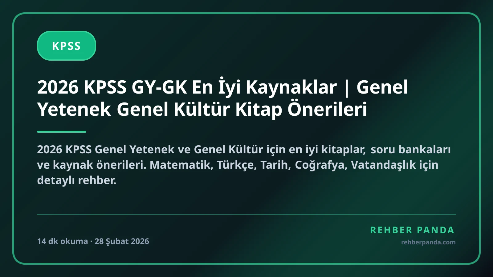 2026 KPSS GY-GK En İyi Kaynaklar | Genel Yetenek Genel Kültür Kitap Önerileri