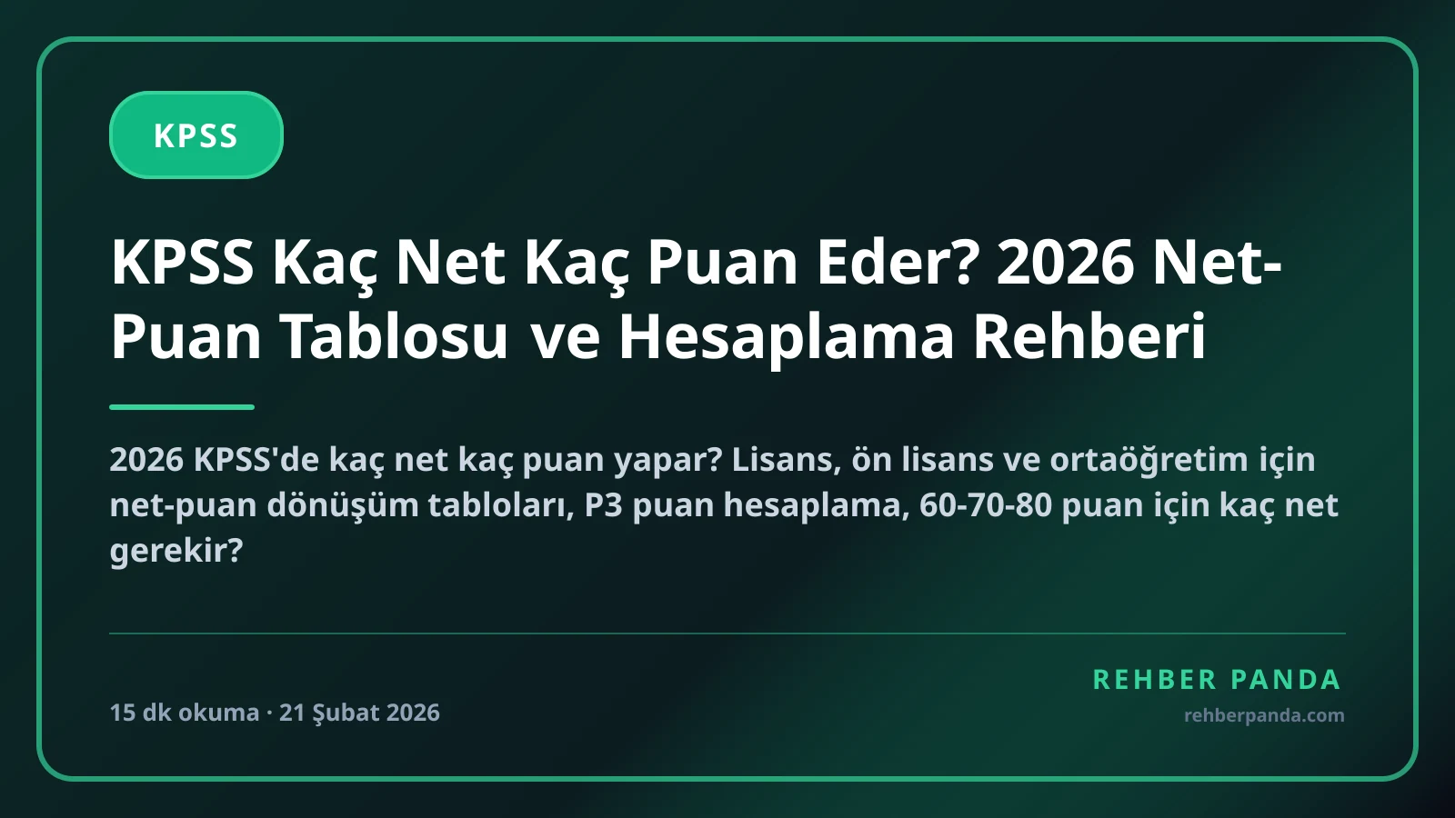 KPSS Kaç Net Kaç Puan Eder? 2026 Net-Puan Tablosu ve Hesaplama Rehberi