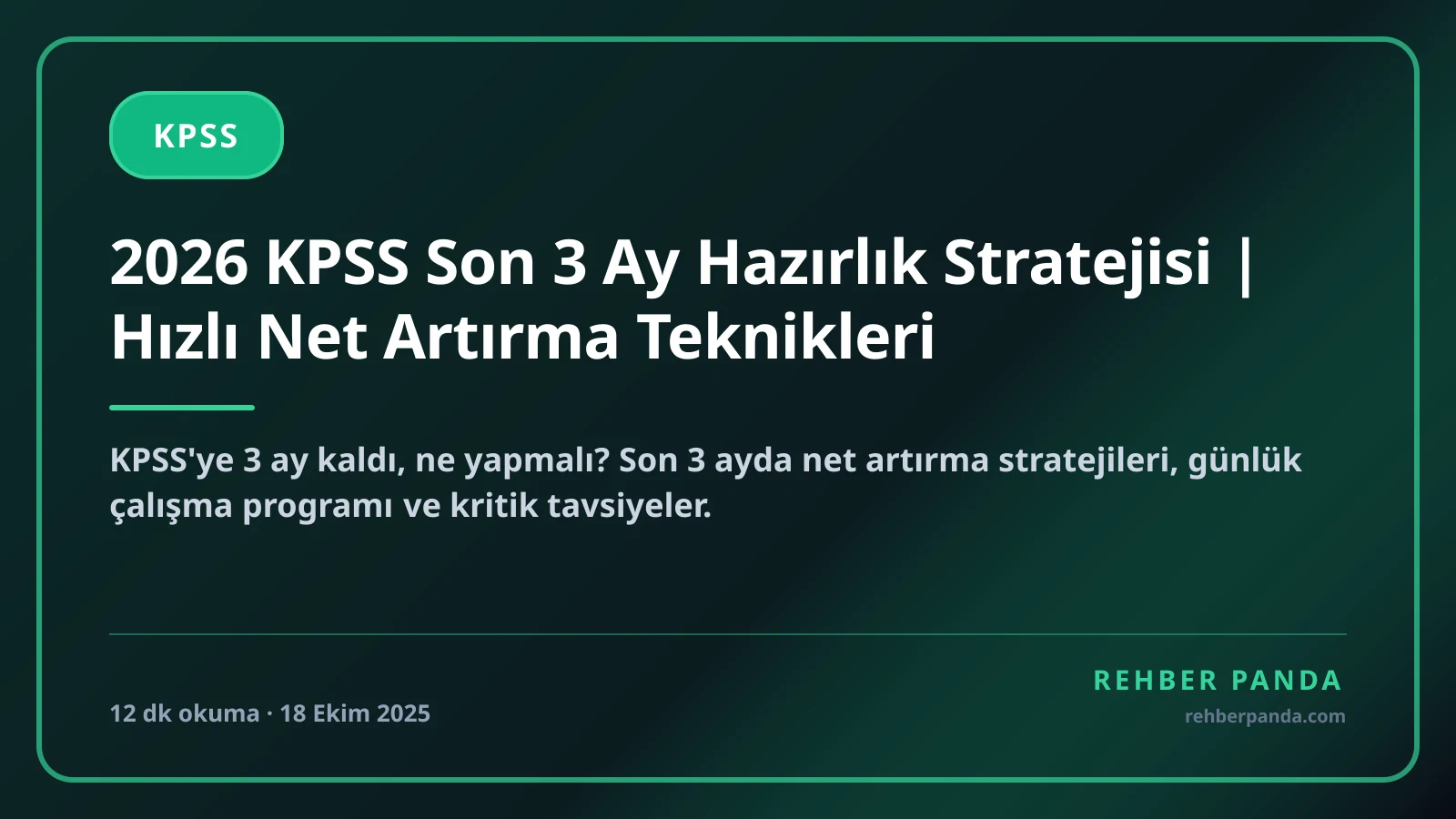 2026 KPSS Son 3 Ay Hazırlık Stratejisi | Hızlı Net Artırma Teknikleri