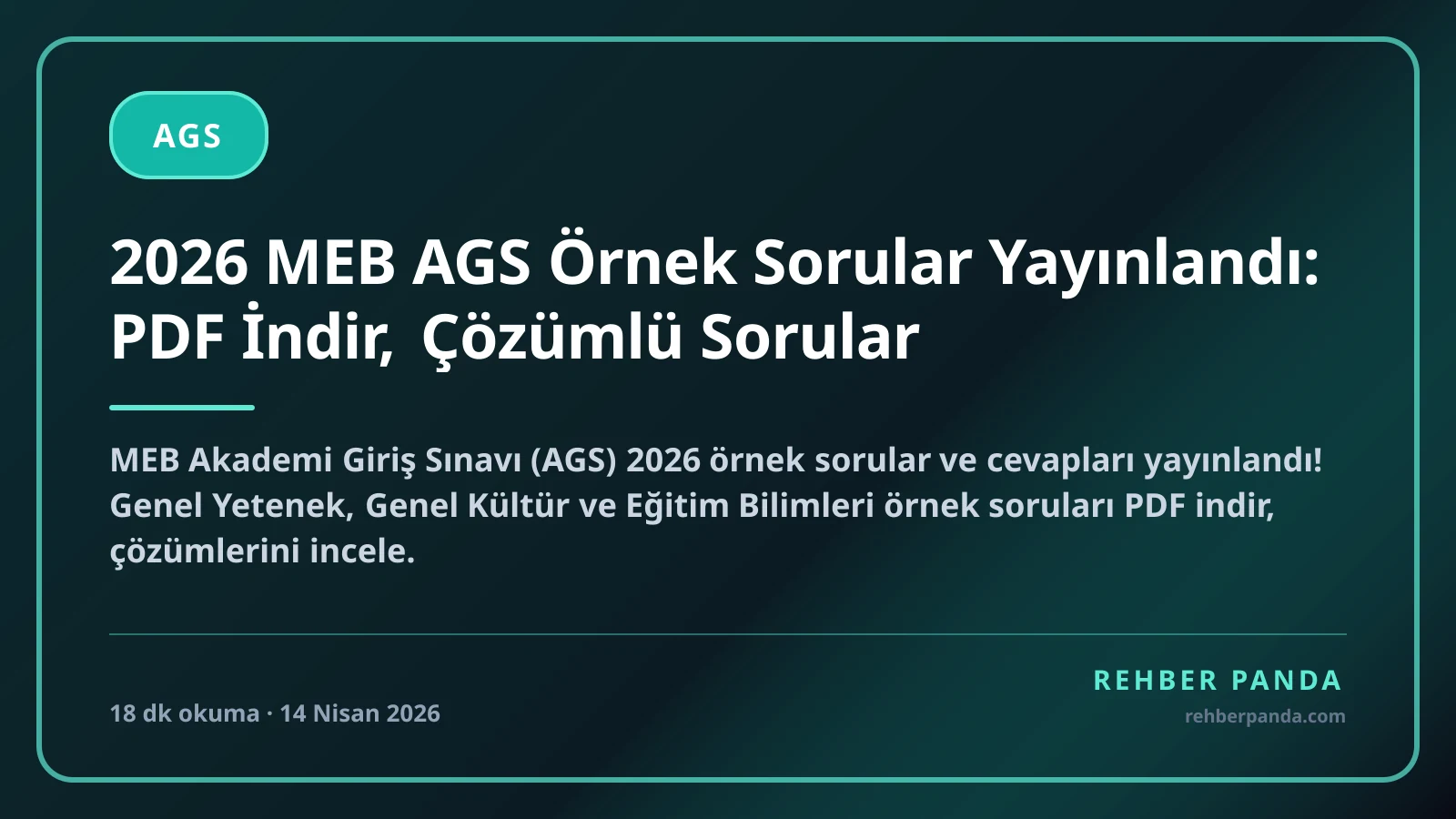2026 MEB AGS Örnek Sorular Yayınlandı: PDF İndir, Çözümlü Sorular