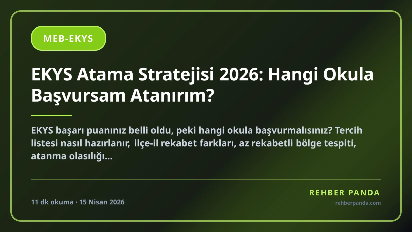 EKYS Atama Stratejisi 2026: Hangi Okula Başvursam Atanırım?