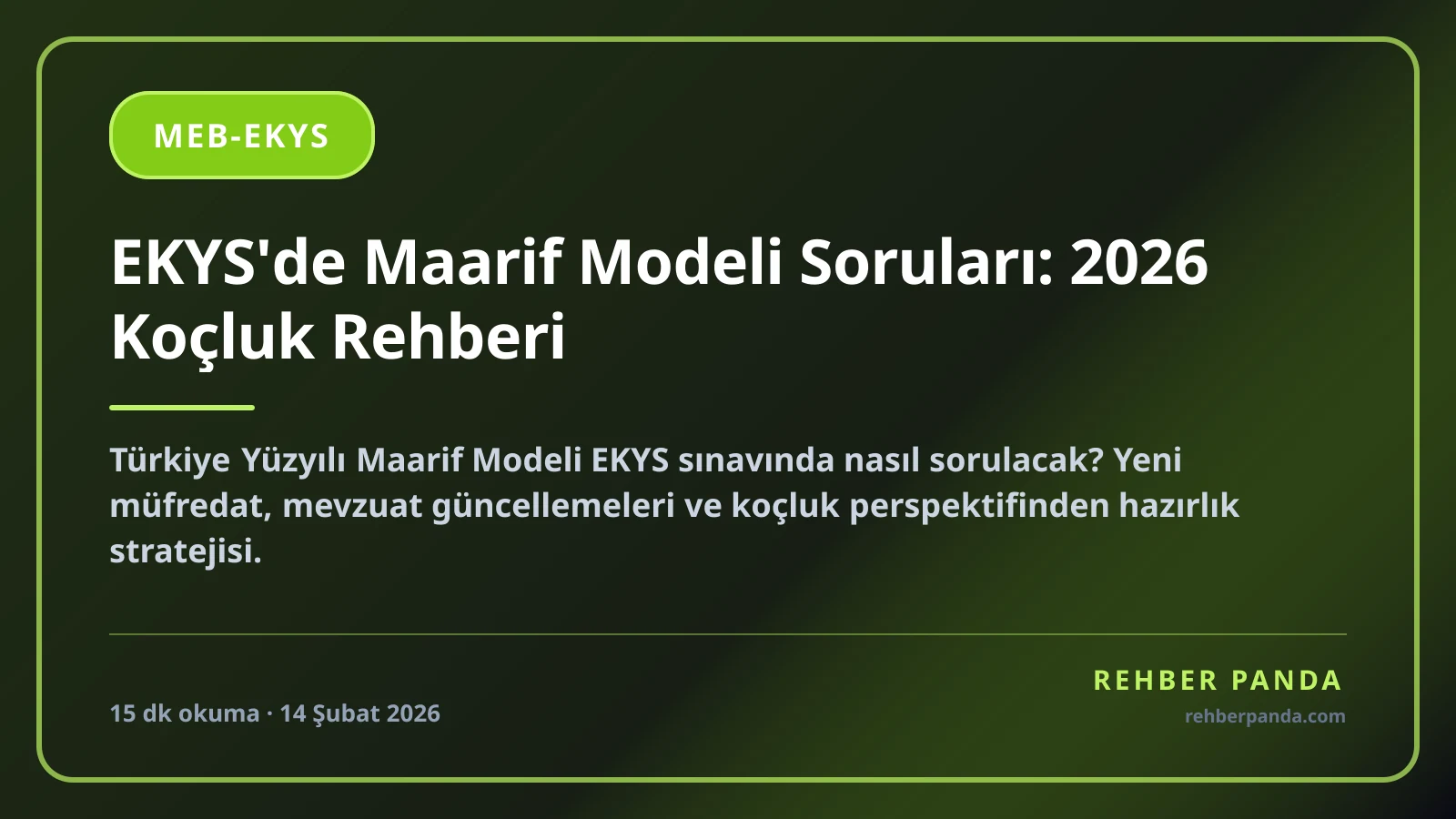 EKYS'de Maarif Modeli Soruları: 2026 Koçluk Rehberi