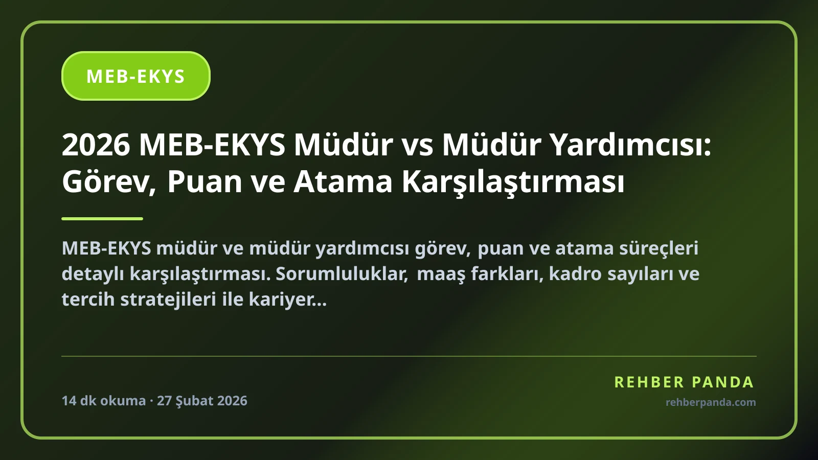 2026 MEB-EKYS Müdür vs Müdür Yardımcısı: Görev, Puan ve Atama Karşılaştırması