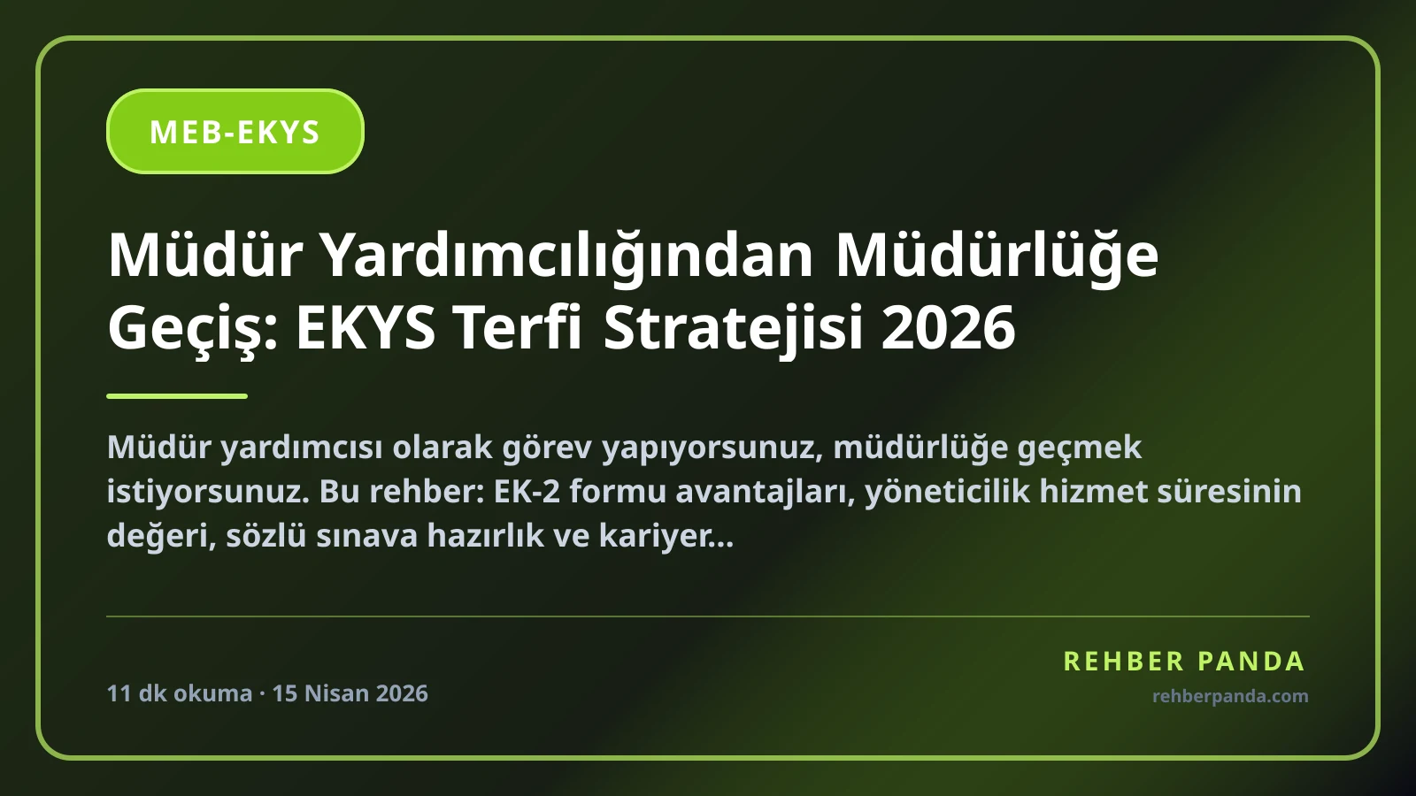 Müdür Yardımcılığından Müdürlüğe Geçiş: EKYS Terfi Stratejisi 2026