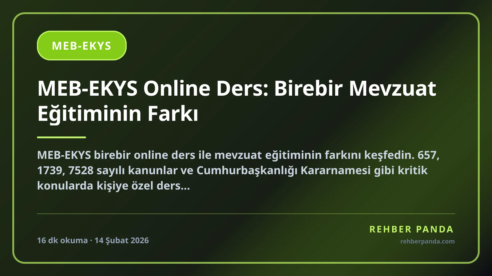 MEB-EKYS Online Ders: Birebir Mevzuat Eğitiminin Farkı