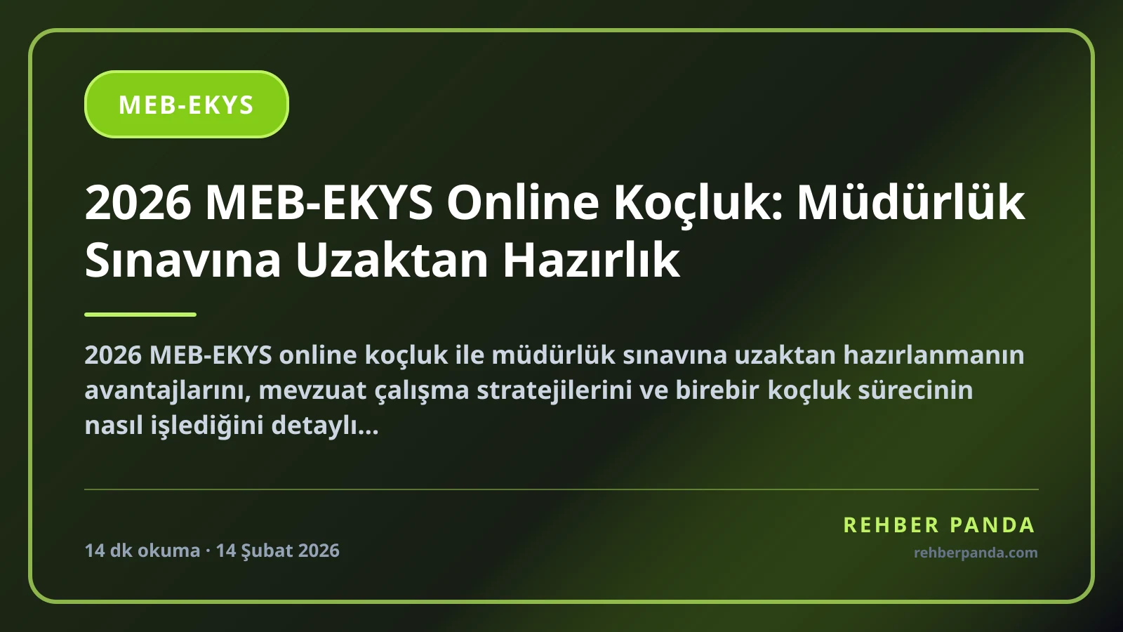 2026 MEB-EKYS Online Koçluk: Müdürlük Sınavına Uzaktan Hazırlık