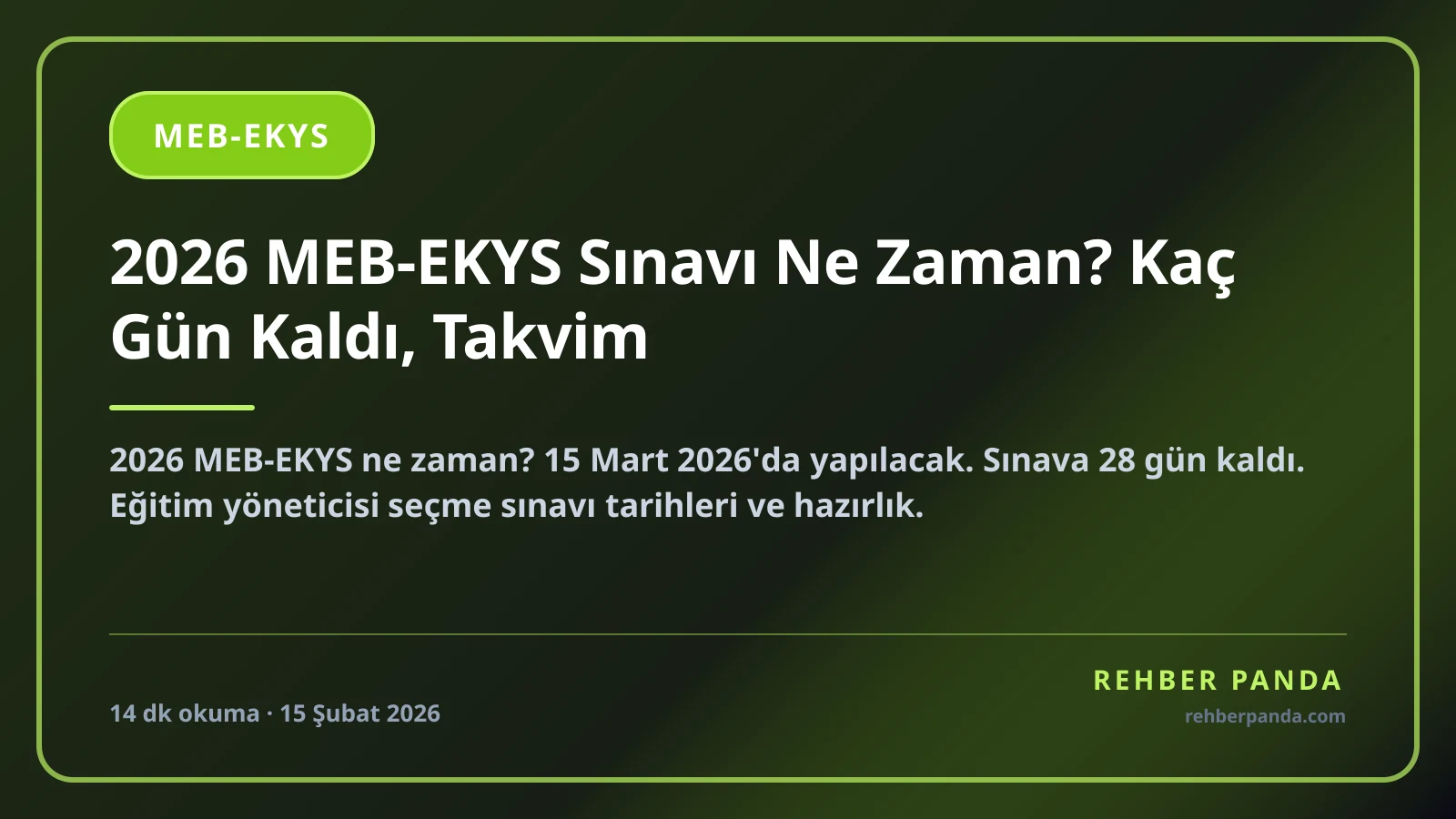 2026 MEB-EKYS Sınavı Ne Zaman? Kaç Gün Kaldı, Takvim