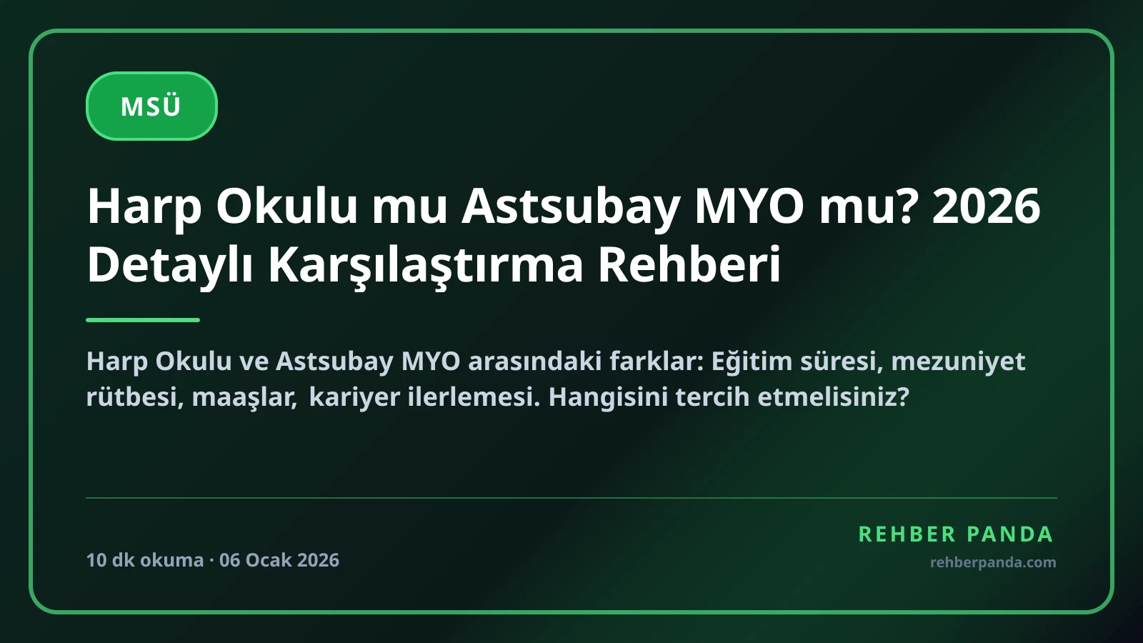 Harp Okulu mu Astsubay MYO mu? 2026 Detaylı Karşılaştırma Rehberi