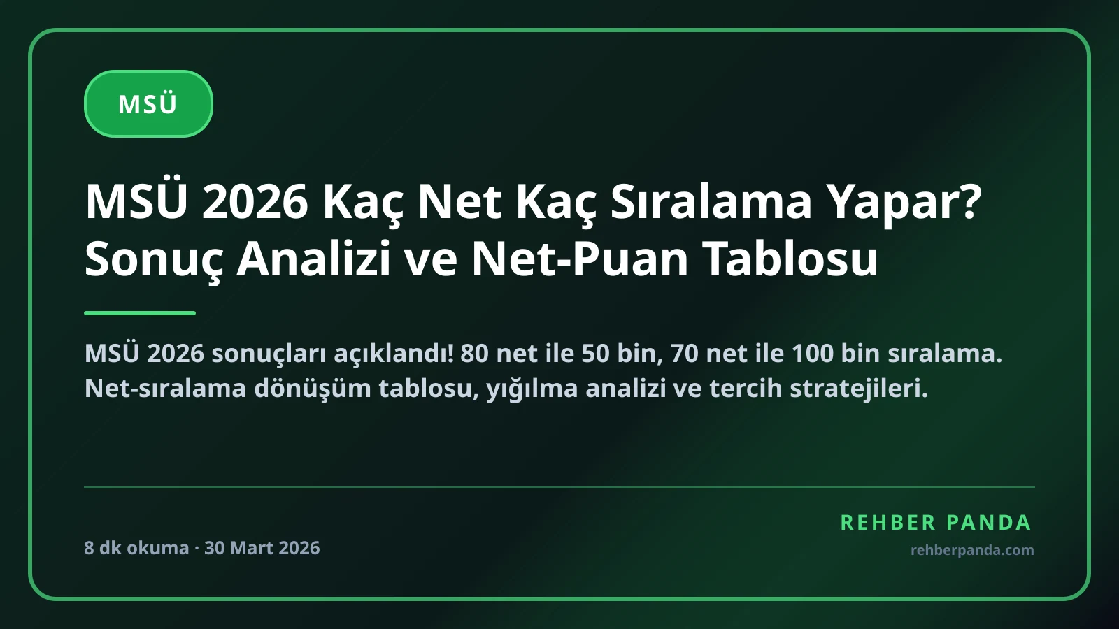MSÜ 2026 Kaç Net Kaç Sıralama Yapar? Sonuç Analizi ve Net-Puan Tablosu