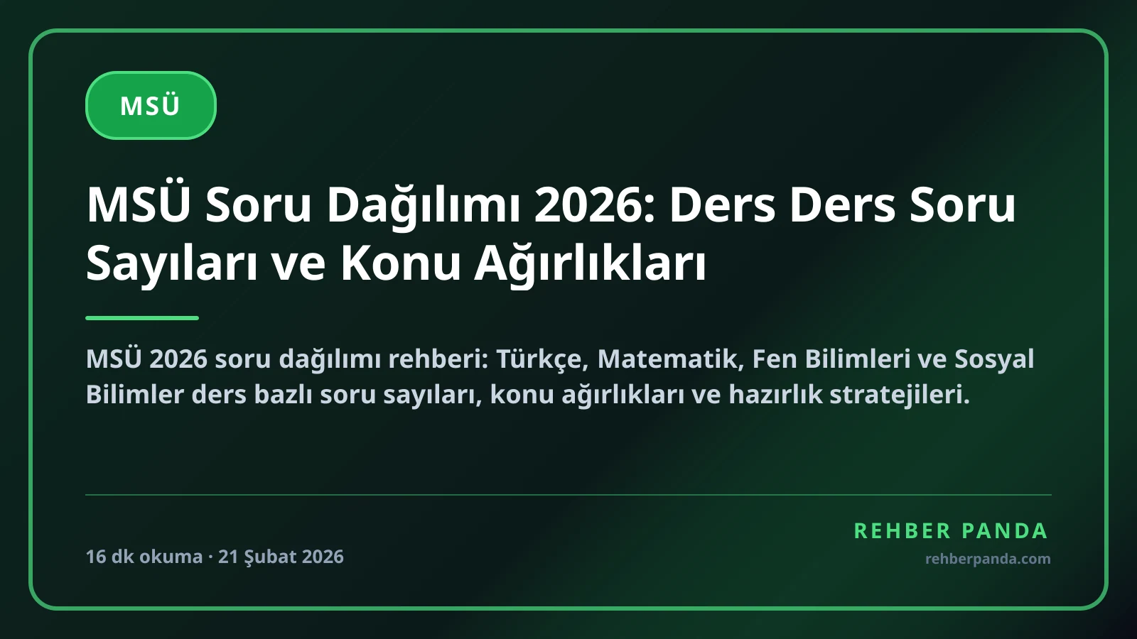 MSÜ Soru Dağılımı 2026: Ders Ders Soru Sayıları ve Konu Ağırlıkları