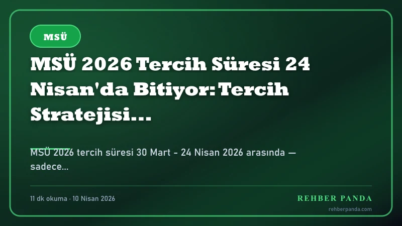 MSÜ 2026 Tercih Süresi 24 Nisan'da Bitiyor: Tercih Stratejisi ve Yerleştirme Rehberi — Özet İnfografik