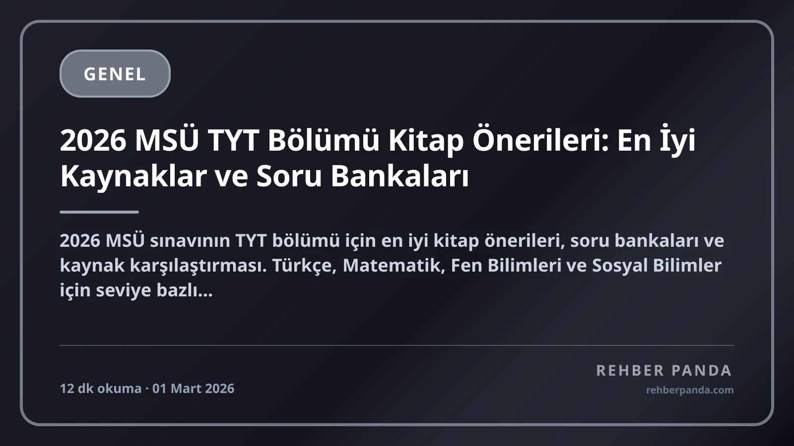 2026 MSÜ TYT Bölümü Kitap Önerileri: En İyi Kaynaklar ve Soru Bankaları