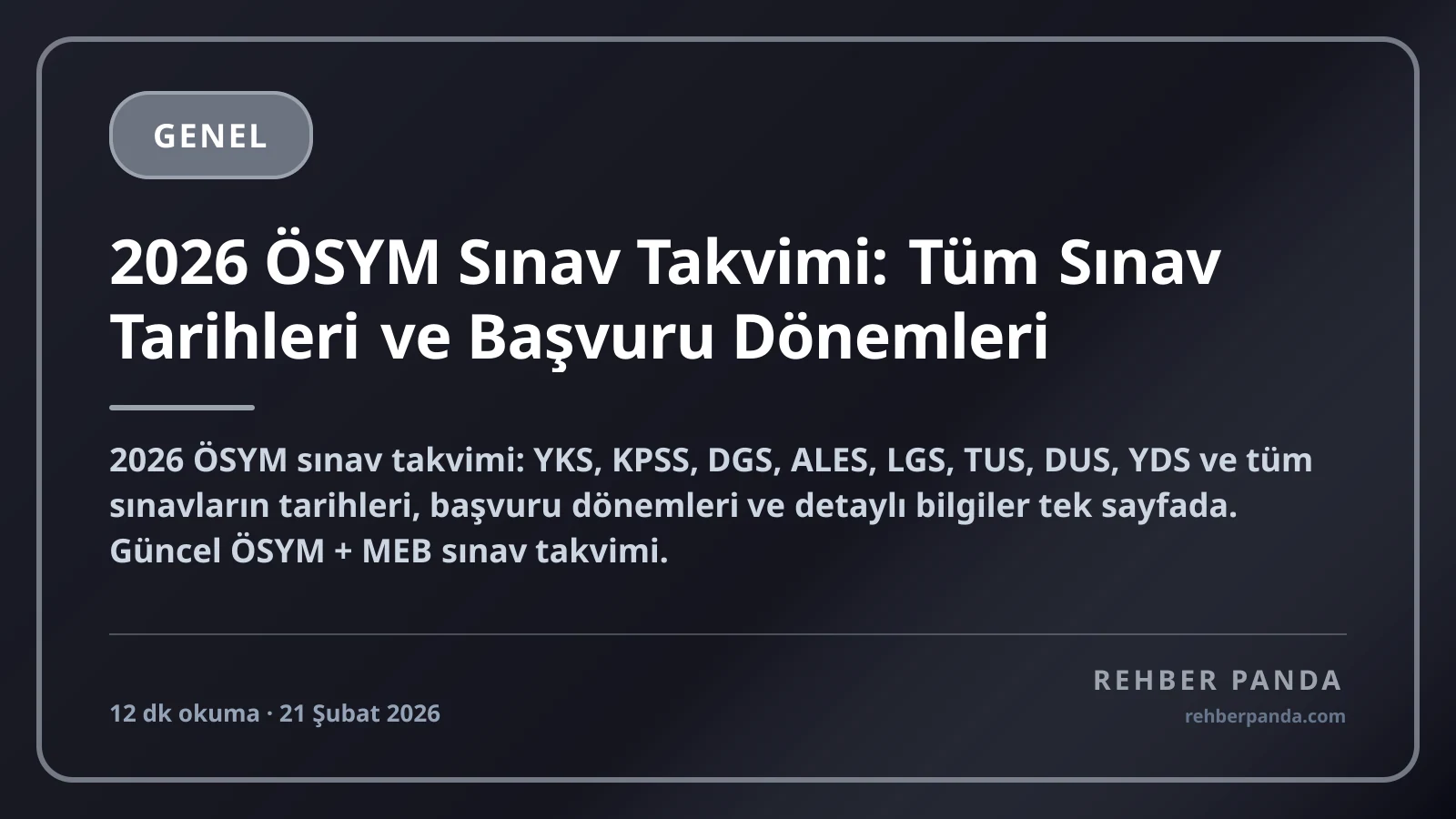 2026 ÖSYM Sınav Takvimi: Tüm Sınav Tarihleri ve Başvuru Dönemleri