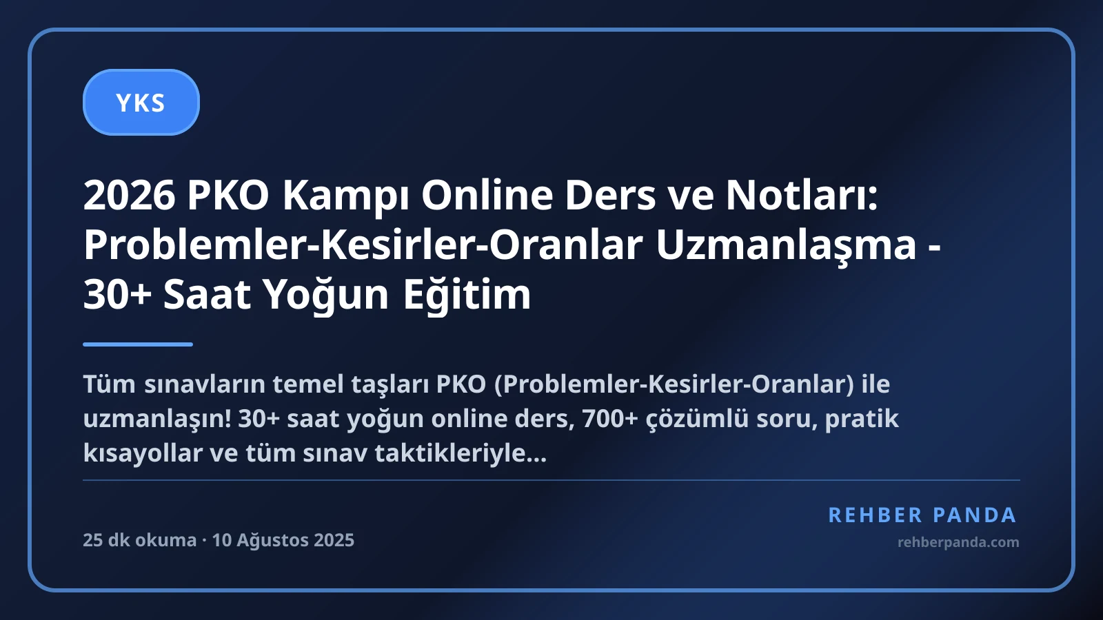 2026 PKO Kampı Online Ders ve Notları: Problemler-Kesirler-Oranlar Uzmanlaşma - 30+ Saat Yoğun Eğitim