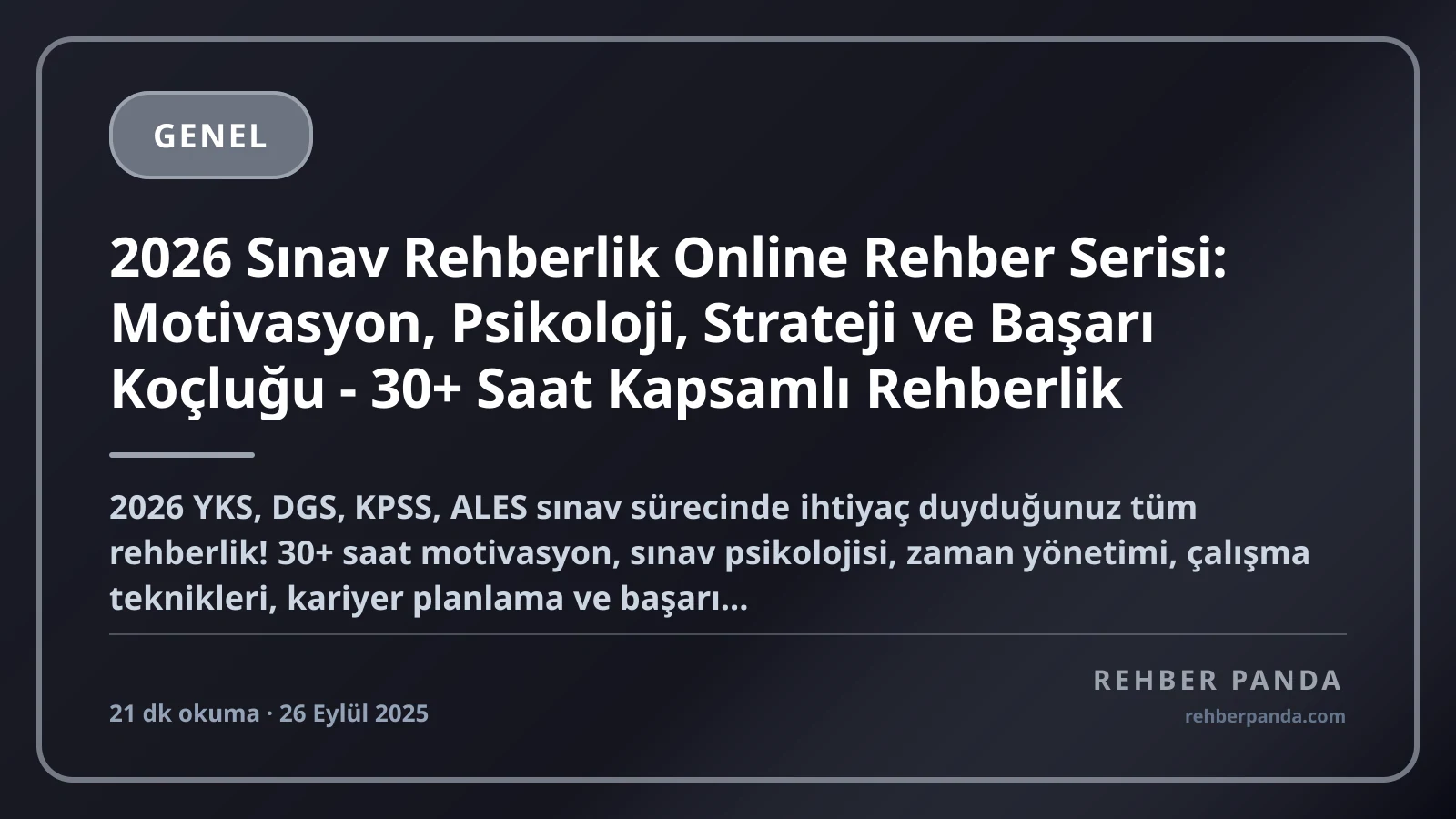 2026 Sınav Rehberlik Online Rehber Serisi: Motivasyon, Psikoloji, Strateji ve Başarı Koçluğu - 30+ Saat Kapsamlı Rehberlik